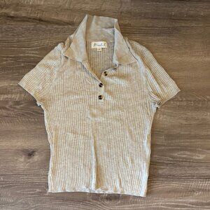 Marled Ribbed Cream Blouse